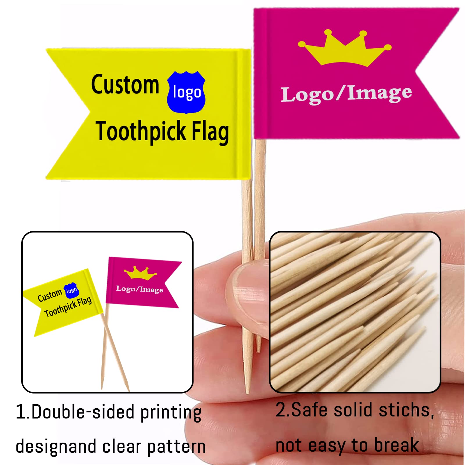 Amazon.com | Custom Toothpick Flags with Logo/Photo 100Pcs